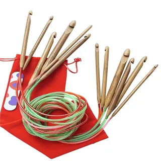 KnitPal Rundhäkelnadeln, 120 cm, doppelseitig, tunesische Häkelnadeln, Set mit Kabel für afghanisches Häkeln, 6 US-Größen: J/6 mm, K/6,5 mm, L/8 mm, M/9 mm, N/10 mm, O/12 mm