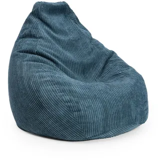 Lumaland Gaming Sitzsack XXL aus Cord | Gaming Sessel für Erwachsene & Teenager | Komfortabler Bean Bag 135 x 100 cm [Dunkelblau]