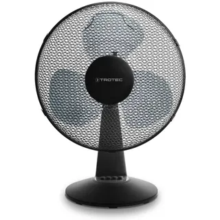TROTEC Tischventilator TVE 17, geräuscharmer Ventilator, 40 Watt, 3 Gebläsestufen, 80°-Oszillation, 40 cm Flügeldurchmesser, schwarz, kippfester Stand