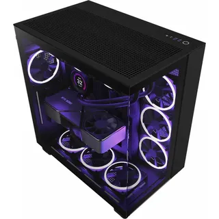 NZXT H9 Flow Black Midi Tower ATX Gaming Gehäuse schwarz mit Glasfenster