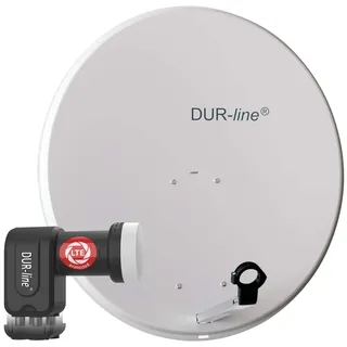 Dur-Line MDA 80 Hellgrau - Digiatale 4 Teilnehmer Satellitenschüssel Komplett-An...