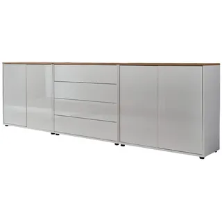 BMG Möbel Sideboard Mailand Set 5 Weiß/Eiche