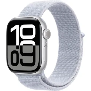 GPS 42 mm Aluminiumgehäuse silber Sport Loop Blaue Wolke