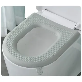 Toilettensitz Polster Wasserdichtes Toilettensitzkissen, wiederverwendbares Silikon, waschbarer Haushaltspastenschaum, Toilettendeckel, Sitzpolster, Griff, Badezimmerzubehör Für Warmes Universal(Gray)