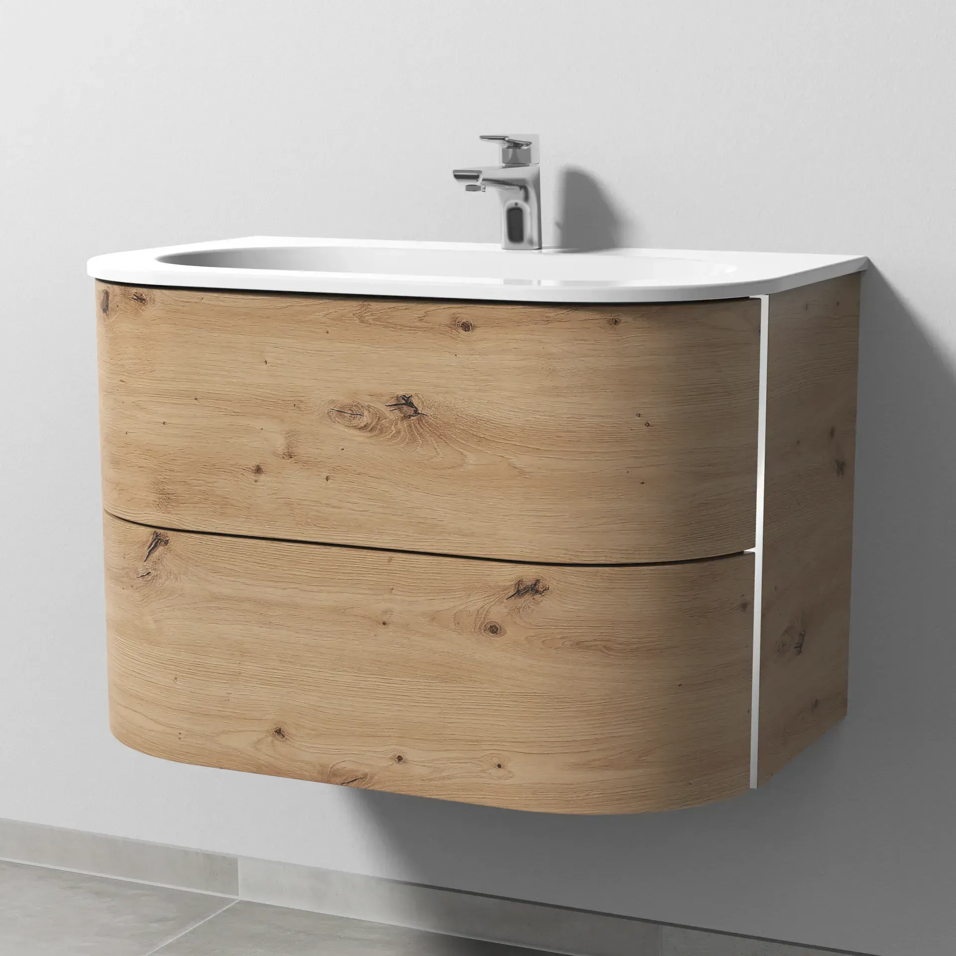 Sanipa 4balance Set Keramik-Waschtisch mit Auszügen (DL402) Eiche-Natural-Touch