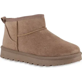 VAN HILL Damen Winter Boots Stiefeletten Profil-Sohle Schuhe 216512 Khaki, 38 - 38