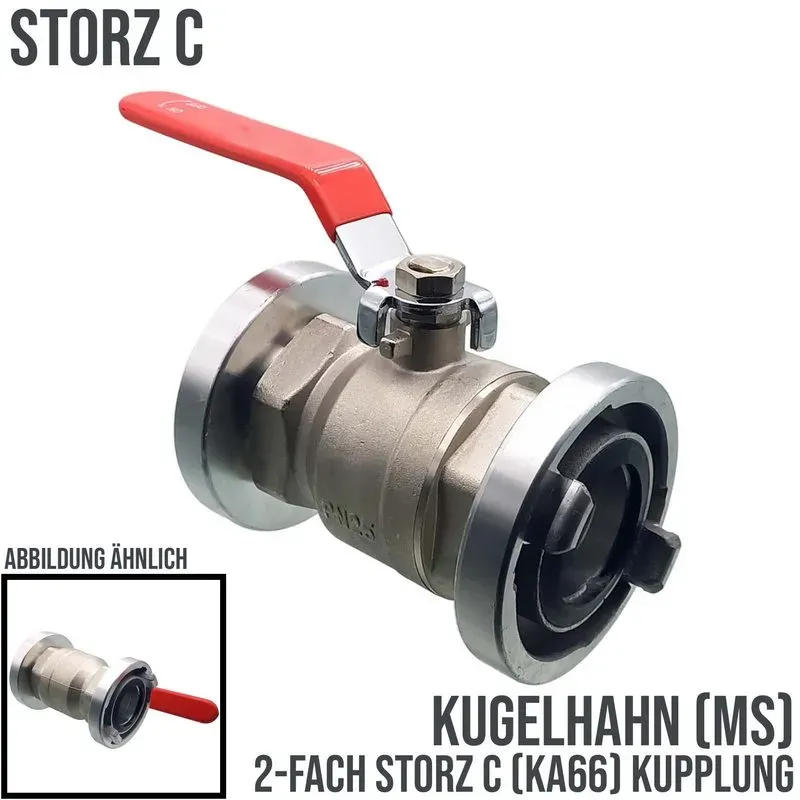 STORZ C DN 52 KA 66 Messing Kugelhahn 2-fach Kupplung (PN10)
