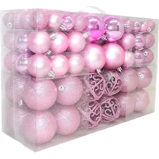 Geschenkestadl 100 Weihnachtskugel Rosa glänzend glitzernd matt Christbaumschmuck bis Ø 6 cm Baumschmuck Weihnachten Deko Anhänger