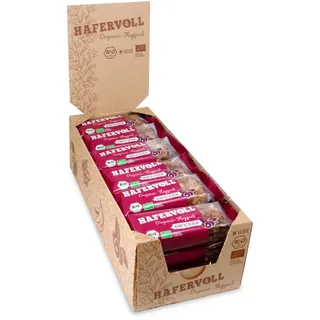 HAFERVOLL Organic Flapjack Berry & Cashew, 18 x 60 g Müsliriegel - Bio-zertifiziert, mit Honig ohne Zusatz von Zucker, Hafer, im Ofen gebacken
