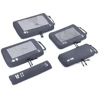 ECOHUB 5 Teilige Kompression Koffer Organizer Set für Rucksack Compression Packing Cubes Packwürfel Kofferorganizer Packtaschen Kleidertaschen für Koffer Reiseorganizer(Dunkles Grau)
