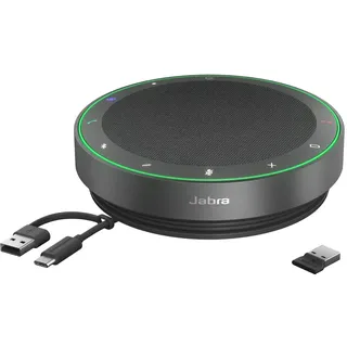 Jabra Speak2 75 schnurlose Freisprechlösung mit USB-A Bluetooth-Adapter, 4 Mikrofone mit Geräuschunterdrückung, 65 mm Breitband-Lautsprecher, für Zoom und Google Meet Zertifiziert, Dunkelgrau