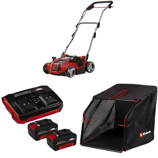 Einhell Akku-Vertikutierer-Lüfter GE-SC 36/35 Li Power X-Change (36 V, 35 cm Arbeitsbreite, Brushless, Messerwalze mit 16 Messern, inkl. 2x 4,0 Ah Akku, Twincharger und Ersatzfangsack)