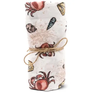 hutch&putch Mulltuch Bio Baumwolle 120x120cm - 100% Bio-Baumwolle - Spucktuch - Pucktuch - Kuscheltuch - Wickeltuch - Baby - Neugeborene - Geschenk zur Geburt (Sealife)