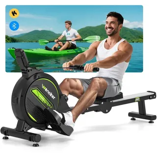 wenoker Rudergerät für Zuhause, Leises Magnetisches Rudergerät mit APP & LCD-Display,16 Stufen Widerstand, Indoor-Gerät für das Home-Gym, Cardio-Trainingsgerät, 160 kg Kapazität
