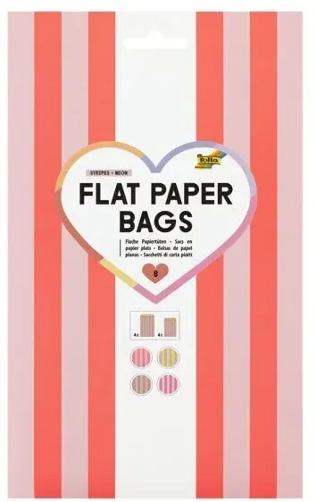 folia Flache Papiertüten »Neon« in zwei Größen 8 Stück rot, 15.5x24.8 cm