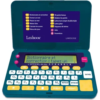 Lexibook Lexibook, Larousse FISF, offizielles elektronisches Wörterbuch des Scrabble ODS9, ergonomisches Format, große Tasten, Schiedsrichter, Rechtschreibkorrektur, Definitionen, batteriebetrieben, grün/blau,