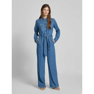 Jumpsuit in Denim-Optik mit Bindegürtel Modell 'CRISELDA', Jeansblau, 44