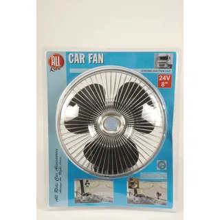 All Ride LKW-Ventilator 24V - Kleiner Ventilator mit Saugnapf - LKW-Zubehör - Autoventilator für Armaturenbrett - Kabellänge 2M - Metall/Kunststoff - Schwarz/Silber