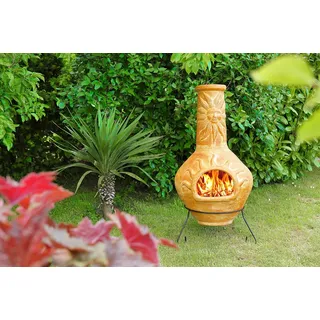 Großer Terrassenofen aus Terracotta - Aztekenofen aus Mexiko mit Sonne