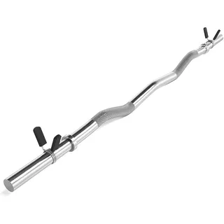 SZ Curlstange Premium, 30mm mit Federverschluss - STANDARDNORM - Auswahl: 120cm (7kg) o. 130cm (8kg), verchromt o. schwarz - Hantel Curl Stange Hantelstange (120 cm, Chrom)