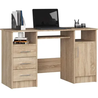 akord furniture factory AKORD ANA in der Farbe Sonoma-Eiche mit 3 Schubladen B124 x H74 x T52 cm - Hellbraun