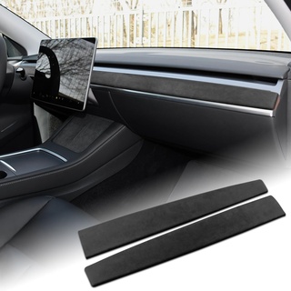 FDAIUN Für Tesla Model 3 Modell Y 2017 2018 2019 2020 2021 2022 Armaturenbrett-Abdeckung Alcantarn Dash Wrap Türverkleidung Dashboard Panel Cover Armaturenbrett Innendekoration Zubehör 2 Stück