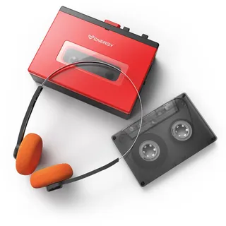 Energy Sistem Tragbarer Kassetten-Player, Bluetooth, In/Out, wiederaufladbarer USB-C-Akku, Lautsprecher und integriertes Mikrofon, analoger Retro-Sound, inklusive Vintage-Kopfhörern, Sprachaufnahme