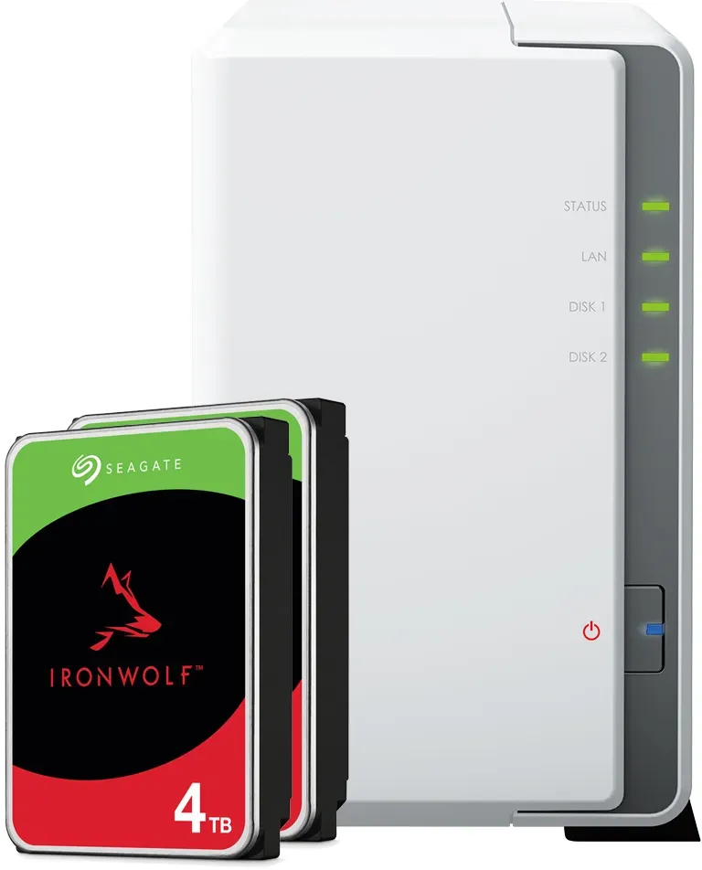 Synology DS223j 8TB Seagate IronWolf NAS-Bundle NAS inkl. 2x 4TB Seagate IronWolf 3.5 Zoll SATA Festplatte