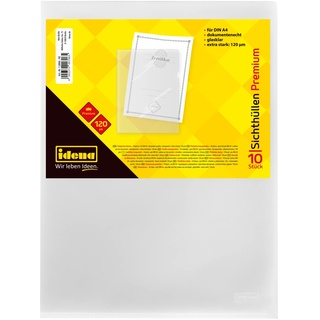 IDENA 10006 - Sichthüllen DIN A4, glasklar, dokumentenecht, Folienstärke 0,12 mm, extra stark, 10 Stück