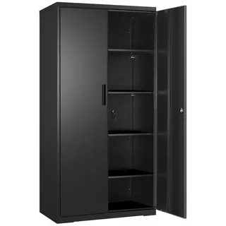 SONGMICS Aktenschrank Mehrzweckschrank, Aufbewahrungsschrank, für Garage schwarz 80 cm