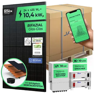 SOLARWAY 10,4kW Solaranlage mit Speicher   Deye 10 kW   Bifazial inkl. Montagesystem, App & WiFi