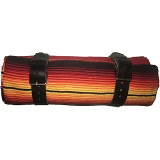 Border Town Industries Serape Aufrollbare Decke mit Lederband für Harley Davidson (Orange, Rot Sonnenaufgang)