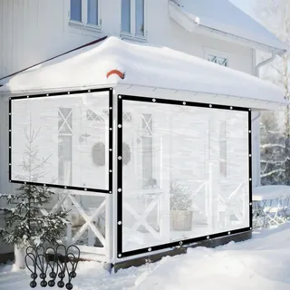 Outdoor Wetterfeste Vorhänge Transparent Pergola Pavillon Seitenwände PVC Plane Seitenteile mit Ösen, für Garten Terrasse Veranda Balkon (Color : Clear, Size : 1x2m(3.28x6.56ft))