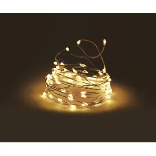 Spetebo Draht Lichterkette 5 m mit 100 LED - warm weiß - Leuchtdraht