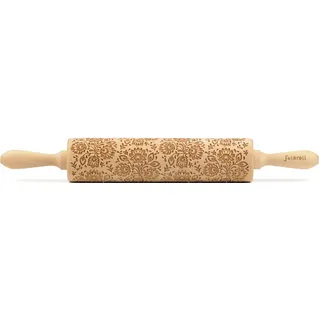 Folkroll Teigroller FOLKROLL "3D-Motiv-Teigrolle", braun, L:43cm, Buchenholz, Teigroller, Floral