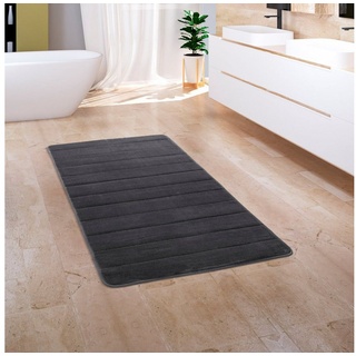 Paco Home Badematte Badteppich Badvorleger Flauschig Memory Foam 3D Anthrazit, 50x80 cm -