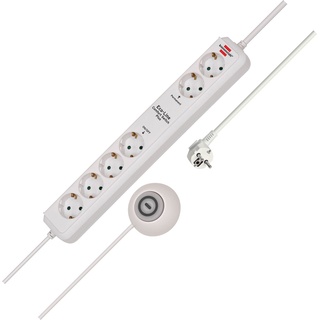 Brennenstuhl Eco-Line Comfort Switch Plus, Steckdosenleiste 6-Fach (Mehrfachsteckdose mit 2 permanenten, 4 schaltbaren Steckdosen, beleuchteter Fußschalter) weiß