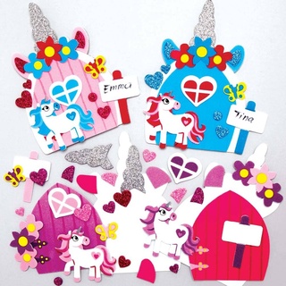4 x Einhorn Feen Tür Bastelsets, Basteln für Kinder