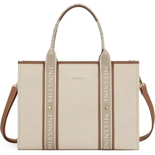 MISSNINE Canvas-Laptoptasche 15,6 Zoll Damen Handtasche Braun Beige