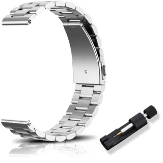 RoYiio Edelstahl-Ersatzarmband für Anstoßbreite 16mm,18mm,20mm,22mm, Armband mit Schnellverschluss, Schön Poliert, Edelstahl-Metallband für Damen und Herren - Silber