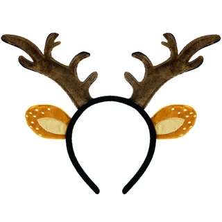 Oblique Unique Oblique Unique® Haarreifen Rentier Hirsch Reh Geweih Ohren Haarreif in Braun Kopfschmuck Accessoire für Weihnachten Fasching Karneval