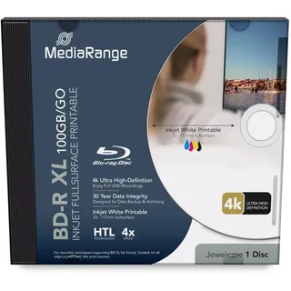 MediaRange BD-R XL 100GB, 4x bedruckbar Disc im Jewelcase