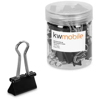 kwmobile 50x Foldback Klammern Set - 50x 19mm - Vielzweckklammer Büro Dokumenten Clips - Metall Maul Klemmen in Schwarz
