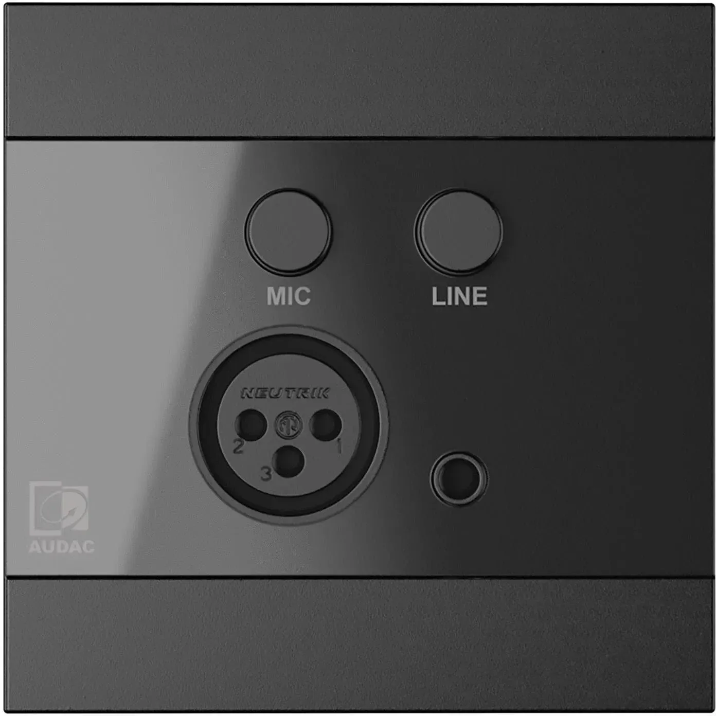 AUDAC WP210/B - Wandbedienfeld, Mic- & Line-In, 80x80mm, universell mit sym. Line-Out