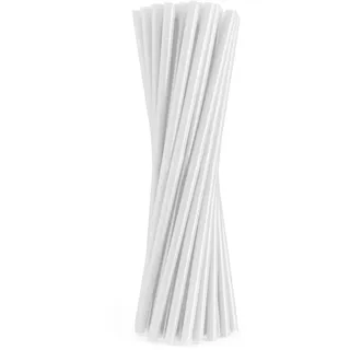 200 Mehrweg Plastik Trinkhalme / Strohhalme weiss