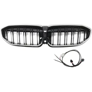 LED-Kühlergrill mit Doppelrippe in Hochglanz schwarz für BMW 3er G20 G21 19-22