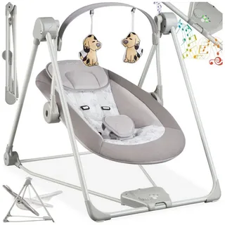 Tectake Babyschaukel Dogs Klappbar Truespeed Technologie Mit 5 Geschwindigkeitsstufen Timerfunktion Mit Drei Zeiteinstellungen und Abschaltautomatik