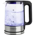 GourmetMaxx Glas-Wasserkocher LED 1,7l 2200W Edelstahl/schwarz kabellos Wasserkocher kabelgebunden Schwarz/Edelstahl, Glas Fassu