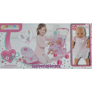 hauck Puppenspiel-Set 36 cm Puppe + Buggy + Babywippe Puppenwagen Geschenk