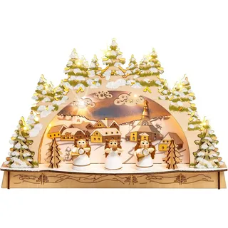 SIKORA Schwibbogen LB56 Engel Kapelle mit LED Beleuchtung B:29,5 cm